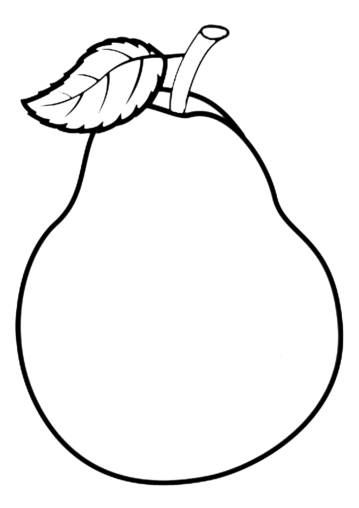 Coloring page Pear and leaf Print